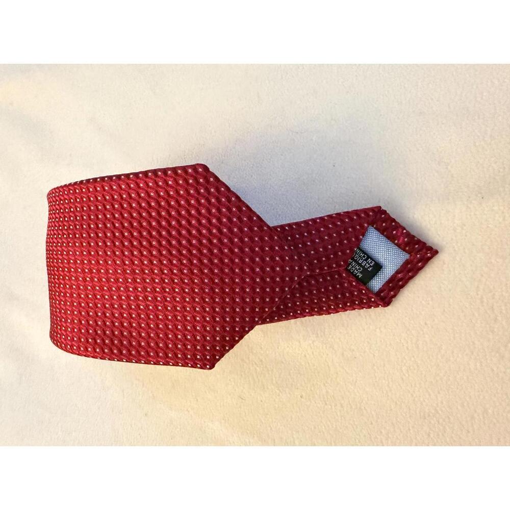 Nordstrom Rack Mens Red Micro Dot Geometric Silk Blend Formal Necktie‎ Tie
